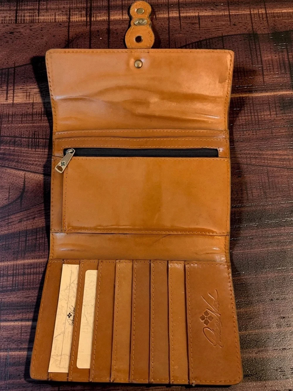 Patricia Nash Leather Coin-Accent Wallet In Cognac